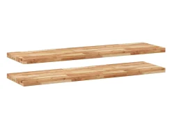 Estante flotante 2 uds madera acacia acabado aceite 140x40x4 cm
