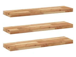 Estante flotante 3 uds madera acacia acabado aceite 100x20x4 cm