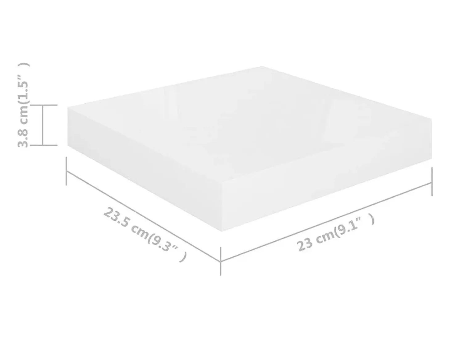 Estante flotante de pared 4 piezas blanco brillante 23x23,5x3,8cm MDF