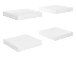 Estante flotante de pared 4 piezas blanco brillante 23x23,5x3,8cm MDF
