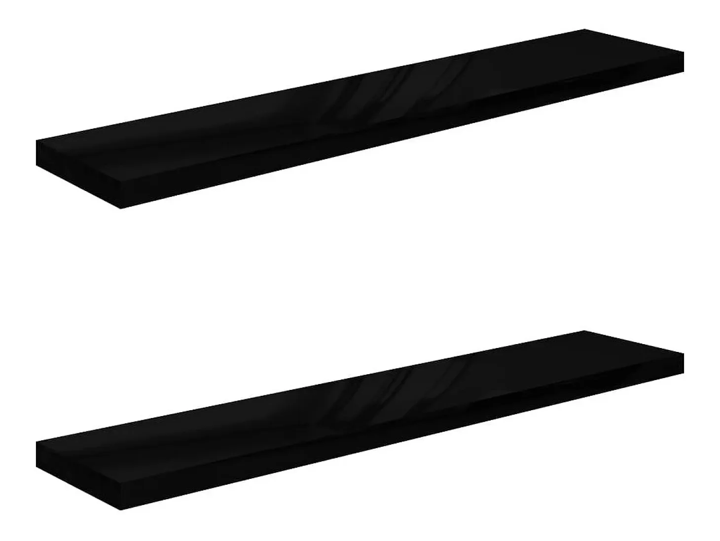 Estante flotante de pared (2 unidades), color negro brillante, 120 x 23,5 x 3,8 cm, MDF.