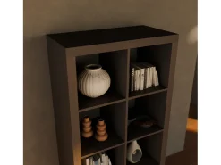Estante librería 4 niveles 8 compartimentos nogal