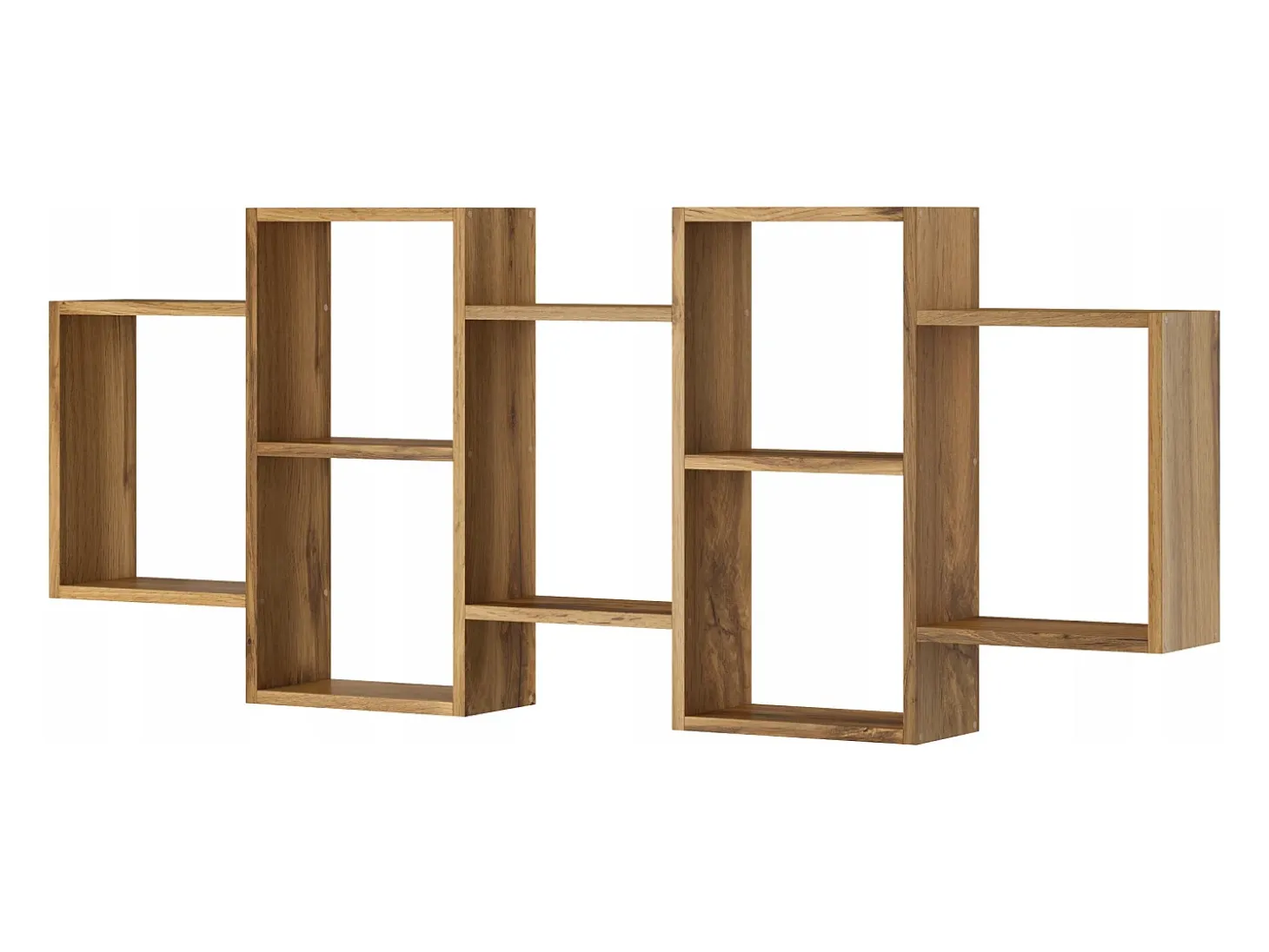Estante moderna de pared o de pie para salón, dormitorio y habitación, cuadrada roble wotan