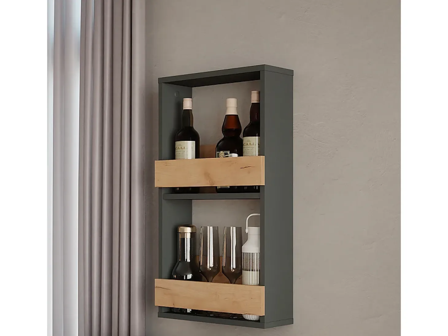 Estante para copas de vino oro power roble/antracita 40x15.1x72 repose
