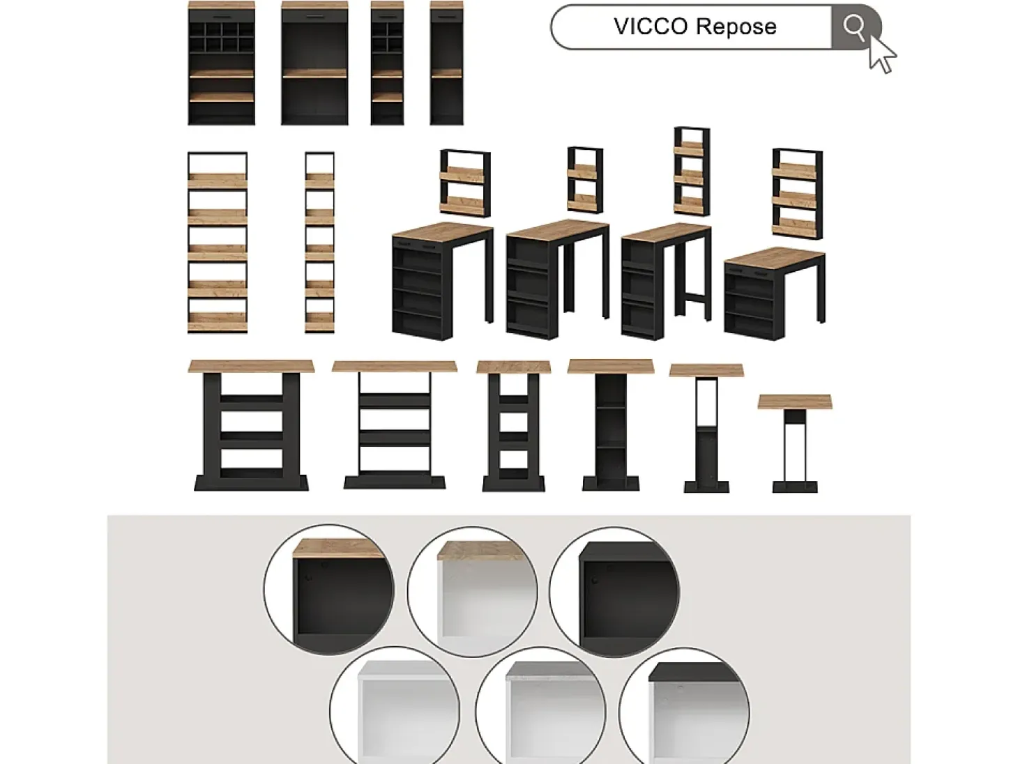 Estante para copas de vino oro power roble/antracita 40x15.1x72 repose