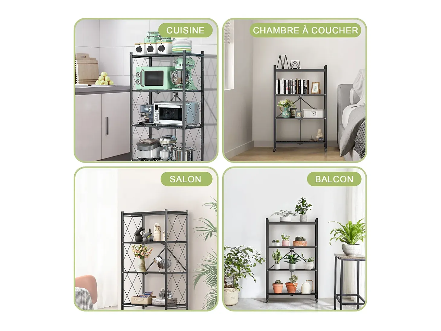 Estante plegable de 3-4 niveles para organizar el hogar, la cocina y la oficina - HomeMiYN