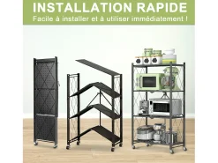 Estante plegable de 3-4 niveles para organizar el hogar, la cocina y la oficina - HomeMiYN
