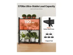 Estante Plegable SucceBuy Estantería Plegable de 3 Niveles, 71 x 33 x 91 cm, Metal Resistente, con Ruedas y Ganchos, para Despensa, Cocina. Color Negro