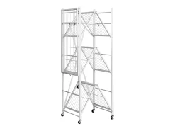 Estante Plegable SucceBuy Estantería Plegable Móvil de 4 Niveles, 91 x 53 x 152 cm, Estructura Metálica Robusta, Capacidad Estática de 340 kg y Dinámica de 90,7 kg