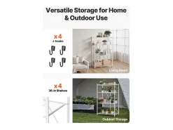 Estante Plegable SucceBuy Estantería Plegable Móvil de 4 Niveles, 91 x 53 x 152 cm, Estructura Metálica Robusta, Capacidad Estática de 340 kg y Dinámica de 90,7 kg
