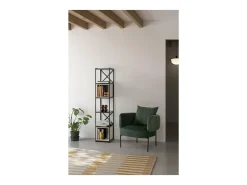 Estantería 2 cubos y estantes modelo Berta-36 acabado negro/crema, 179cm(alto) 36cm(ancho