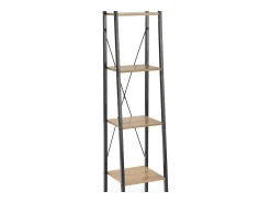 Estantería - Escalera de diseño 34 x 148 cm estilo roble y acero negro Loggia