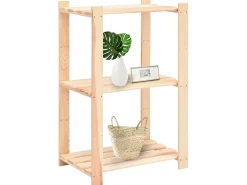Estantería 3 niveles 3 unidades madera pino maciza 150 kg ES185494