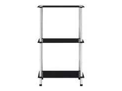 Estantería 3 niveles cristal templado negro 40x40x67 cm