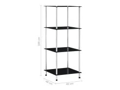 Estantería 4 niveles cristal templado negro 40x40x100 cm ES520813