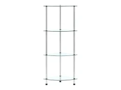 Estantería 4 niveles cristal templado transparente 30x30x100 cm