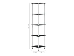 Estantería 5 niveles cristal templado negro 30x30x130 cm