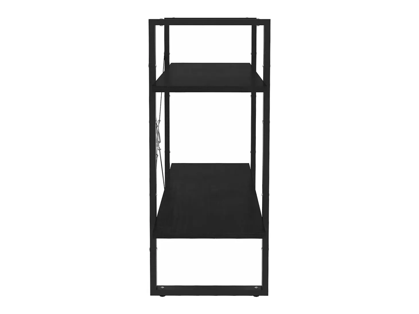 Estantería 2 niveles madera maciza de pino negra 80x30x70 cm