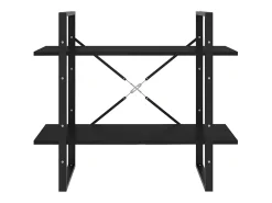 Estantería 2 niveles madera maciza de pino negra 80x30x70 cm