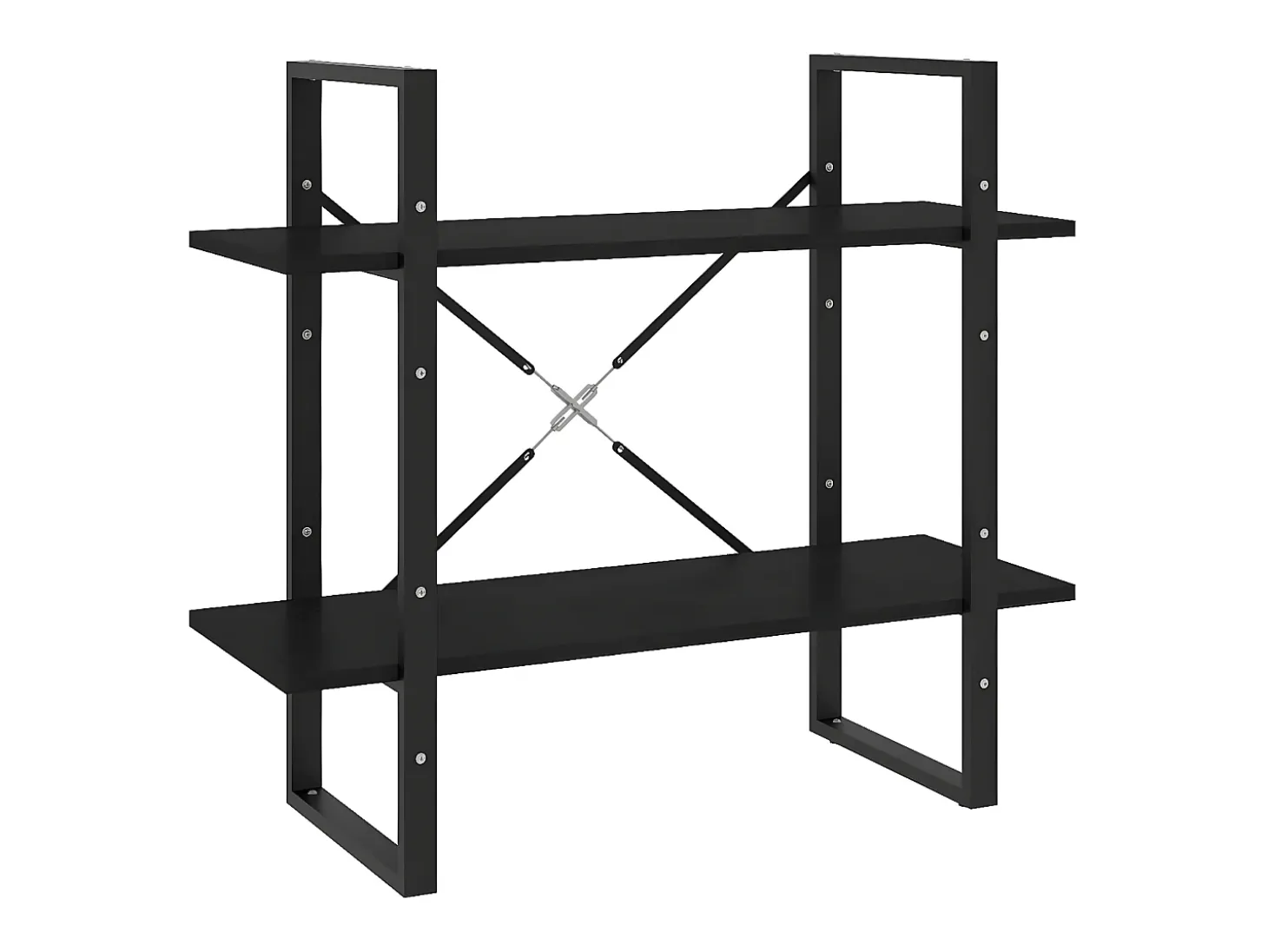 Estantería 2 niveles madera maciza de pino negra 80x30x70 cm