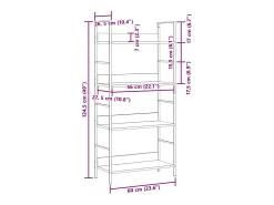 Estantería 4 niveles madera ingeniería blanco 60x27,6x124,5 cm