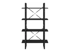 Estantería 4 niveles madera maciza de pino negro 80x30x140 cm