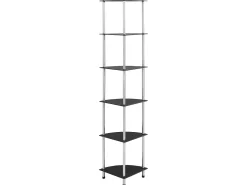 Estantería 6 niveles vidrio templado negro 30x30x160 cm ES941654