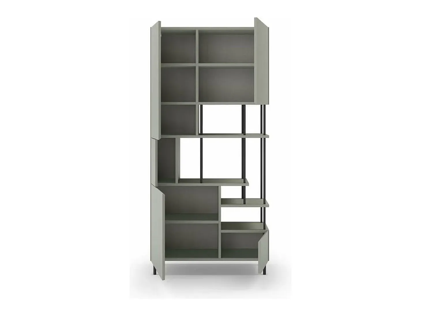 Estantería 5 puertas y estantes modelo Mallorca acabado verde/negro, 175cm(alto) 84cm(anc
