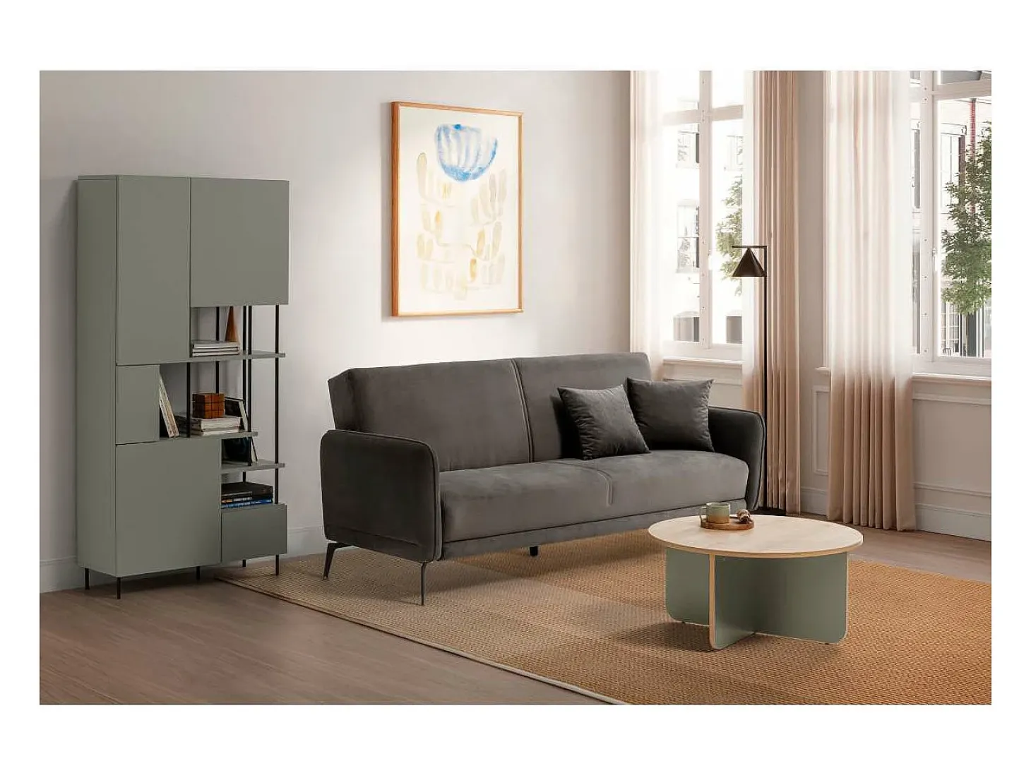 Estantería 5 puertas y estantes modelo Mallorca acabado verde/negro, 175cm(alto) 84cm(anc
