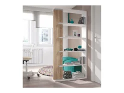 Estantería Alida alta de 5 estantes acabado blanco artic/roble, 180 cm(alto)90 cm(ancho)2