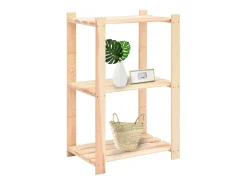 Estantería almacenaje 3 niveles madera pino maciza 150 kg ES912795