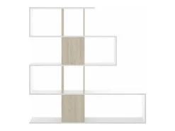 Estantería Andujar acabado blanco brillo/ natural, 145 cm(alto)145 cm(ancho)29 cm(fondo)