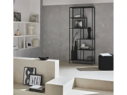 Estantería asimétrica de 6 niveles en metal negro