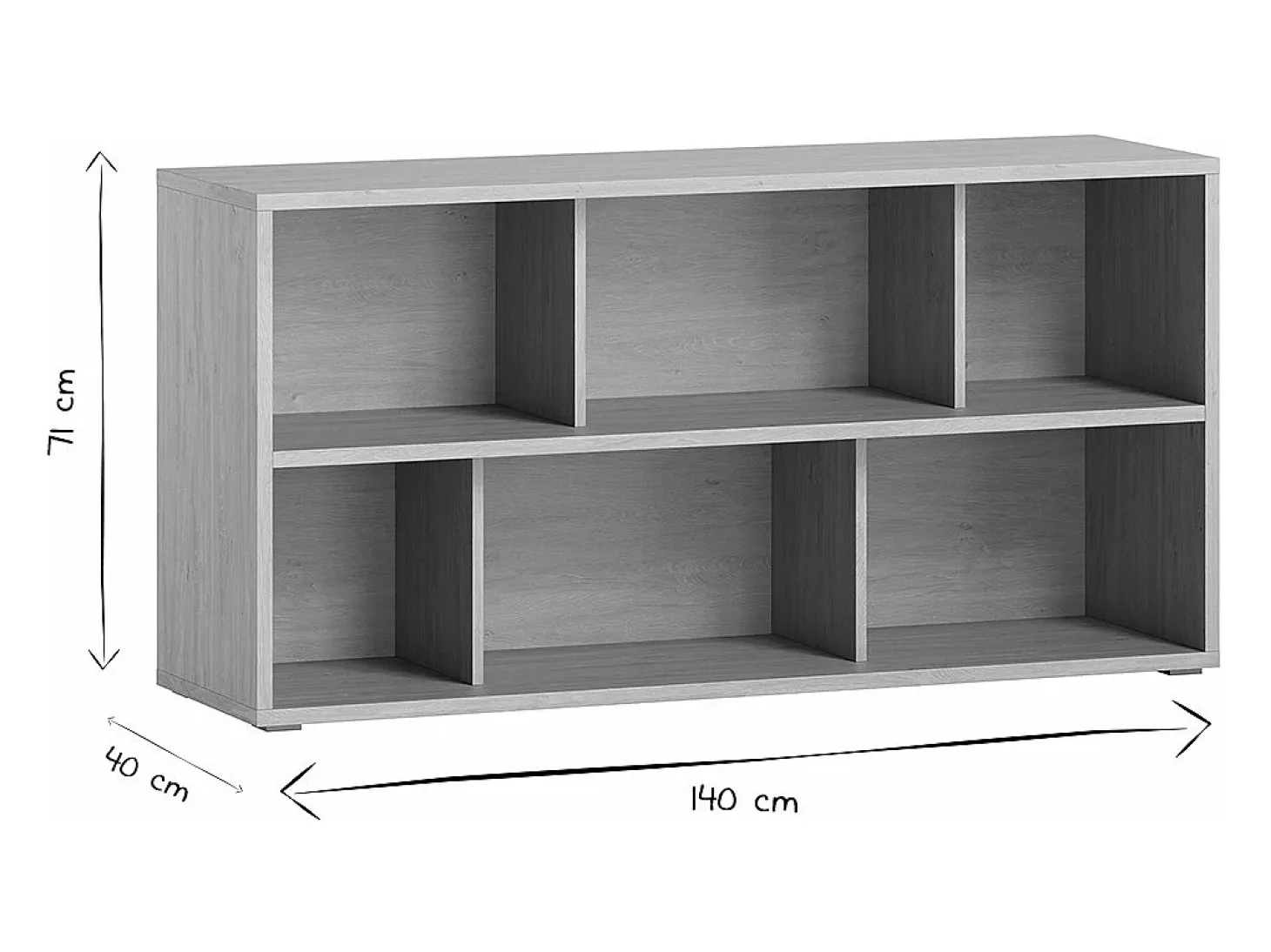 Estantería baja acabado de madera clara de roble 140 cm EPURE