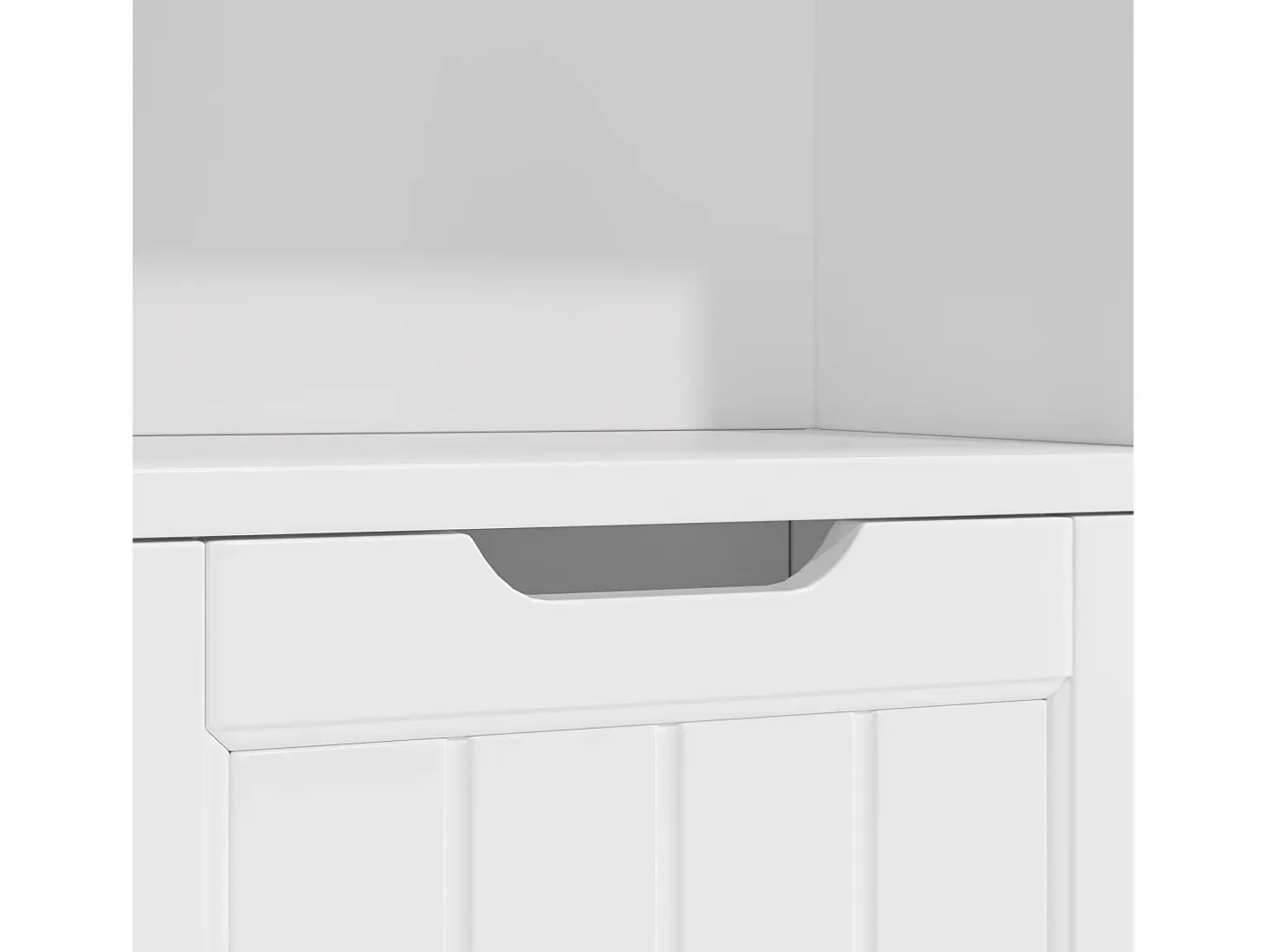 Estantería baja para niños Bealife con 8 compartimentos, 3 cajones abiertos móviles, blanco 100×30×90cm