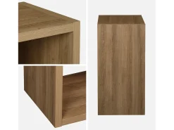Estantería cúbica, 2 niveles y 4 compartimentos efecto madera miel