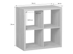 Estantería cúbica, 2 niveles y 4 compartimentos efecto madera miel