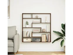 Estantería cúbica de pared de 7 compartimentos en roble marrón