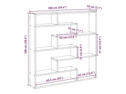 Estantería cúbica de pared de 7 compartimentos en roble marrón