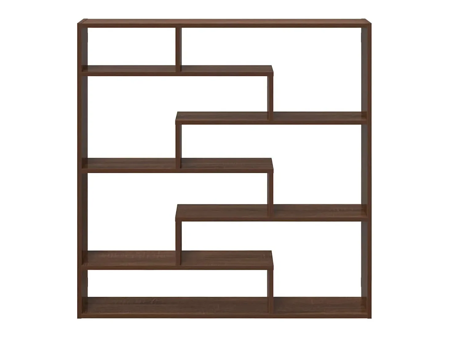 Estantería cúbica de pared de 7 compartimentos en roble marrón