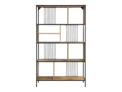 Estantería con 9 compartimentos de MDF y acero - Natural y Negro - LEMAVIA