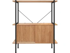 Estantería con armario 3 niveles madera y acero 80x40x92 cm ES618108