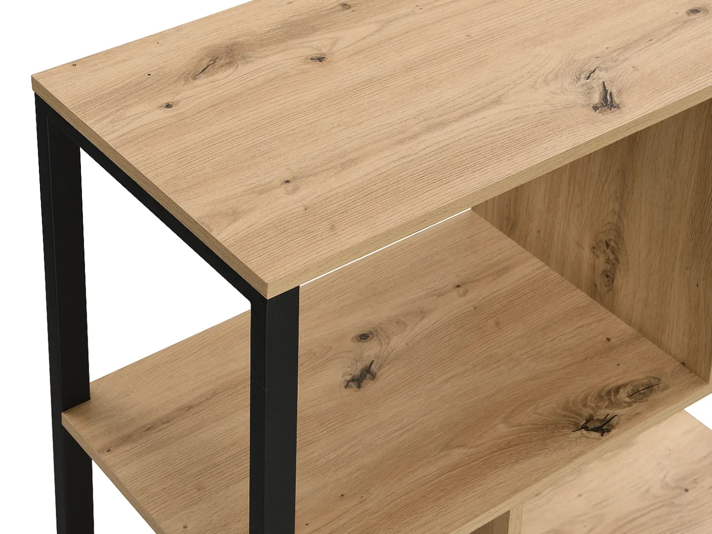 Estantería con espacio de almacenamiento y 1 puerta corredera de MDF - Natural y Negro - YALENA