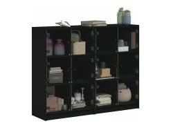 Estantería con puertas madera de ingeniería negro 136x37x109 cm