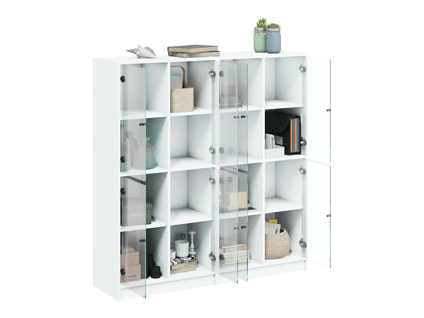 Estantería con puertas madera de ingeniería negro 136x37x142 cm