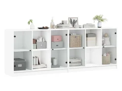 Estantería con puertas madera de ingeniería negro 204x37x75 cm