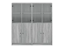 Estantería con puertas madera gris Sonoma 136x37x142 cm