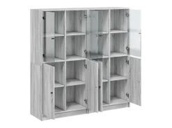 Estantería con puertas madera gris Sonoma 136x37x142 cm
