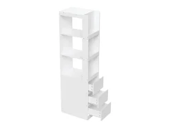Estantería de 200 cm de alto - 3 estantes abiertos y 3 cajones - Puede colocarse a la izquierda o a la derecha - Paneles de partículas - Blanco
