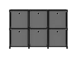 Estantería de 6 cubos con cajas de tela negro 103x30x72,5 cm ES236466